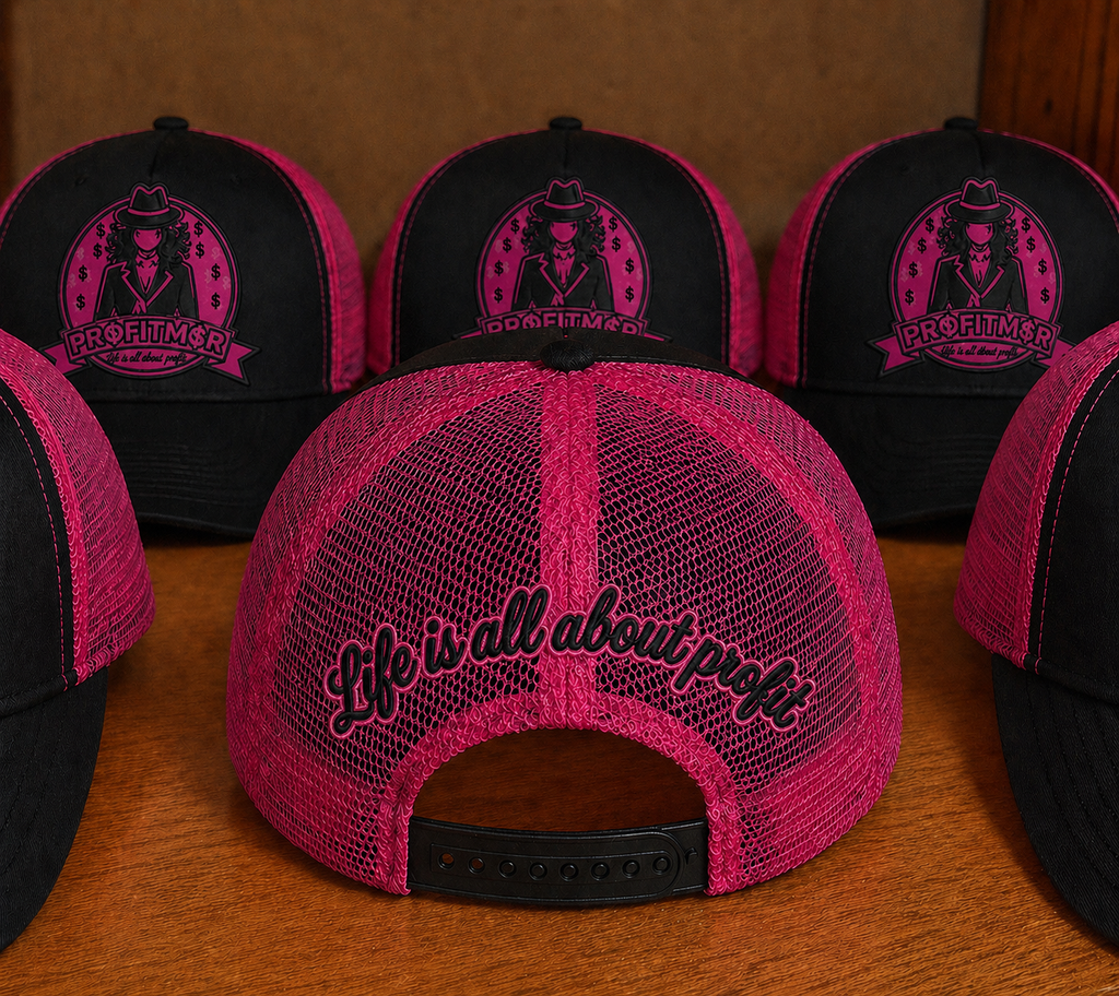 ProfitMCR Black & Hot Pink Embroidered “Boss Lady” Trucker Cap
