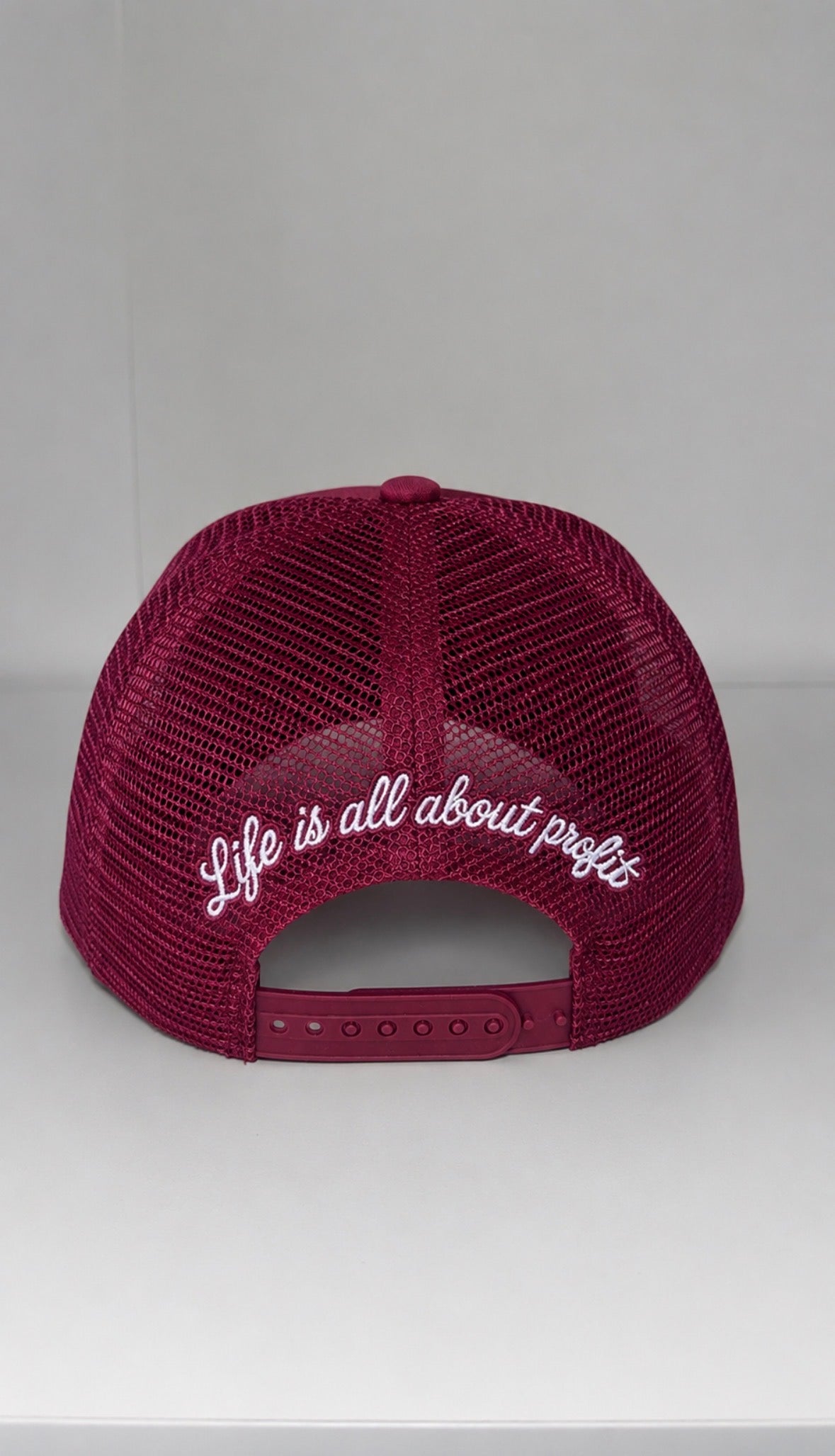 ProfitMCR Maroon Embroidered Trucker Cap
