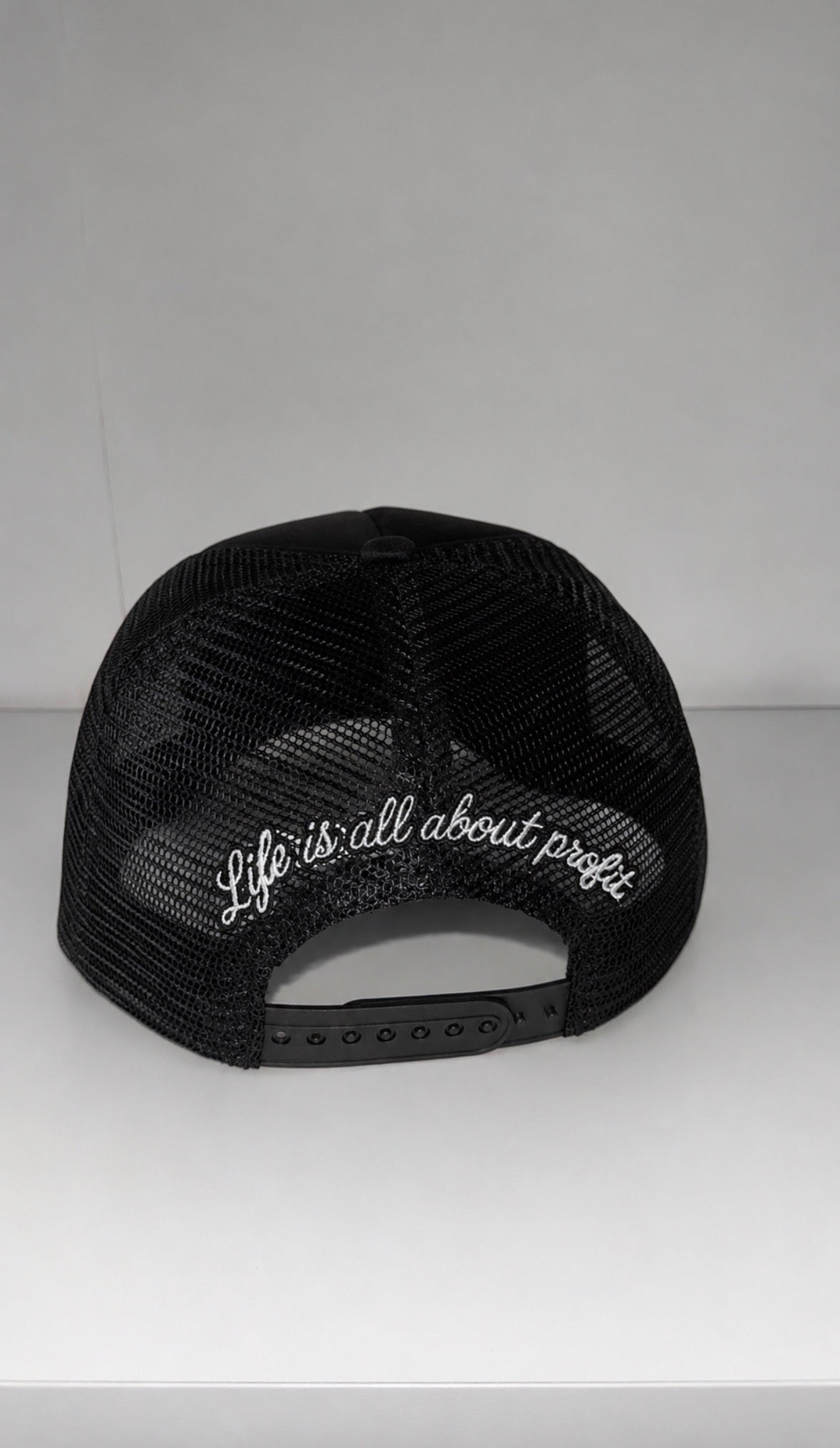 ProfitMcr Black Embroidered Trucker cap