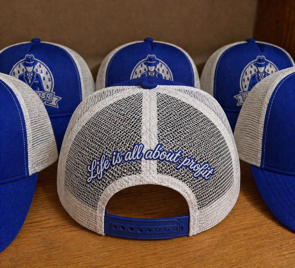 ProfitMCR Zaffre Blue Embroidered Trucker Cap