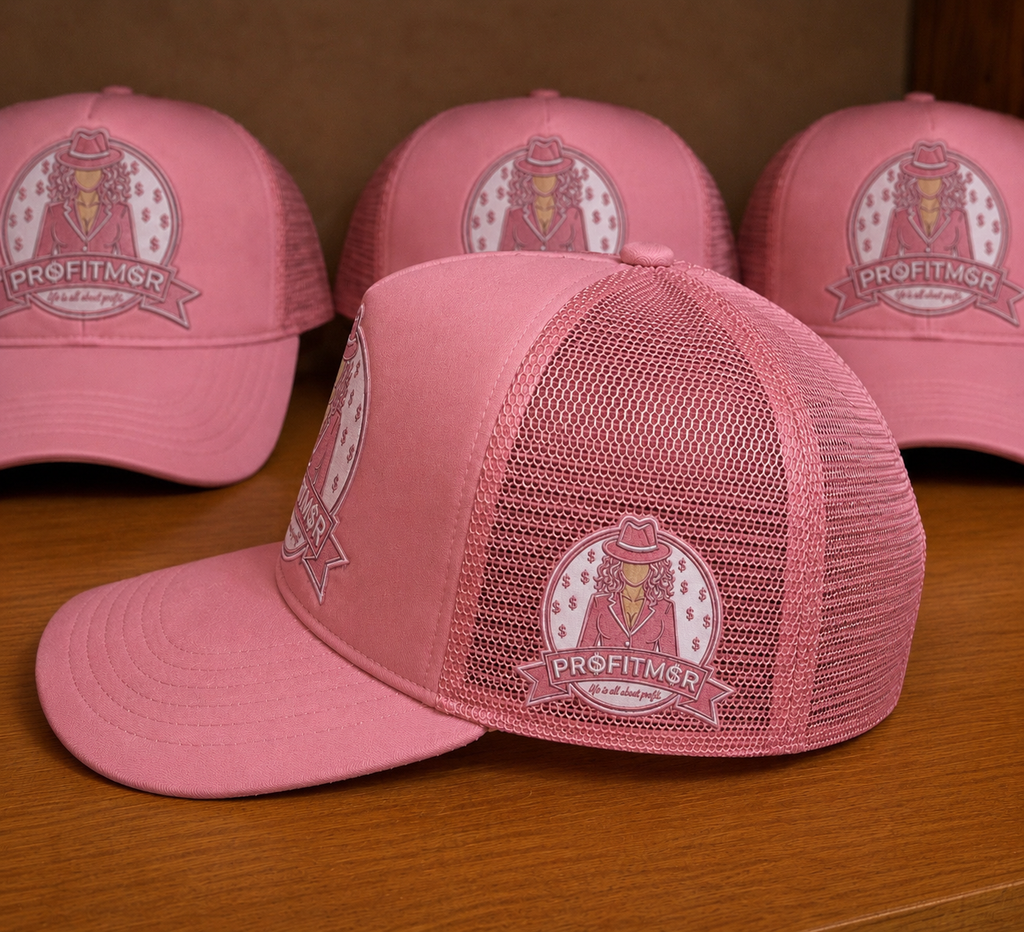ProfitMCR Salmon Pink Embroidered “Boss Lady”Trucker Cap