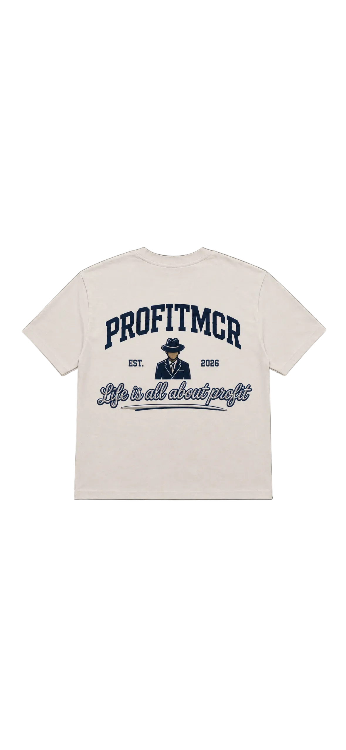 ProfitMCR White & Navy Graphic Design T-shirt
