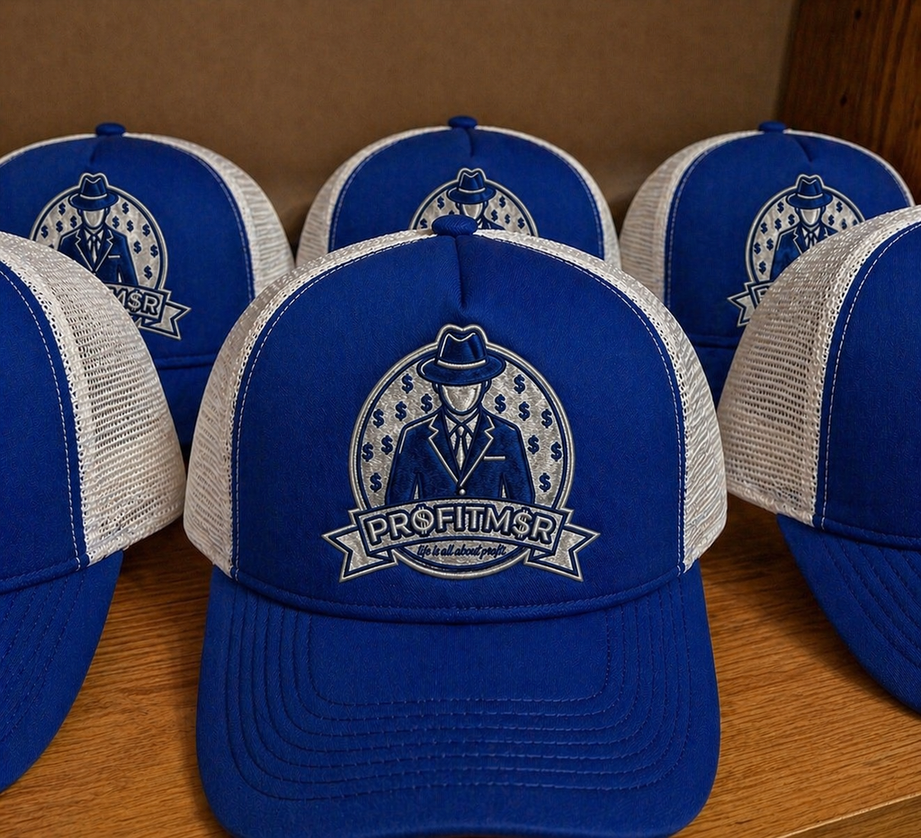 ProfitMCR Zaffre Blue Embroidered Trucker Cap