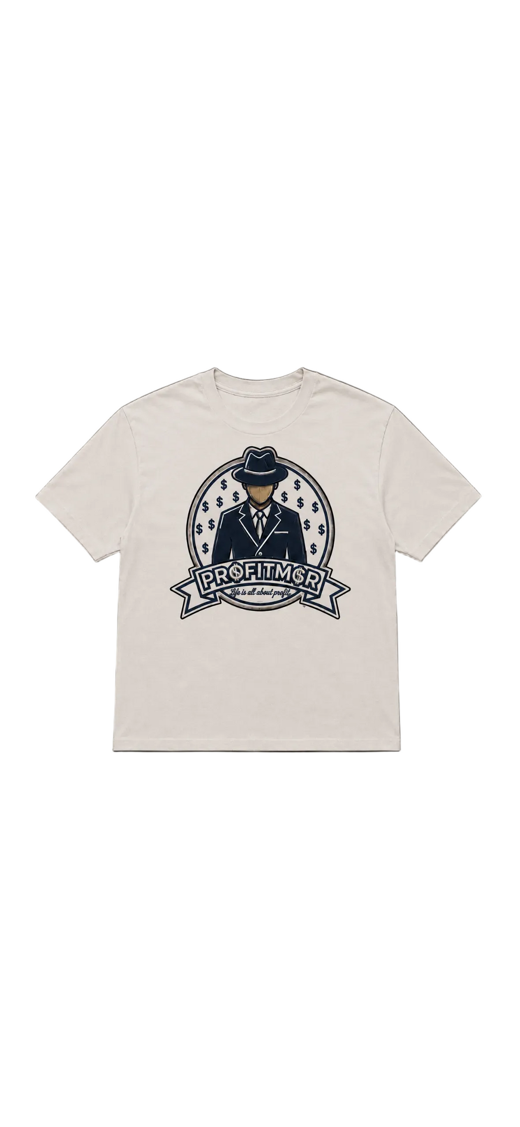 ProfitMCR White & Navy Graphic Design T-shirt