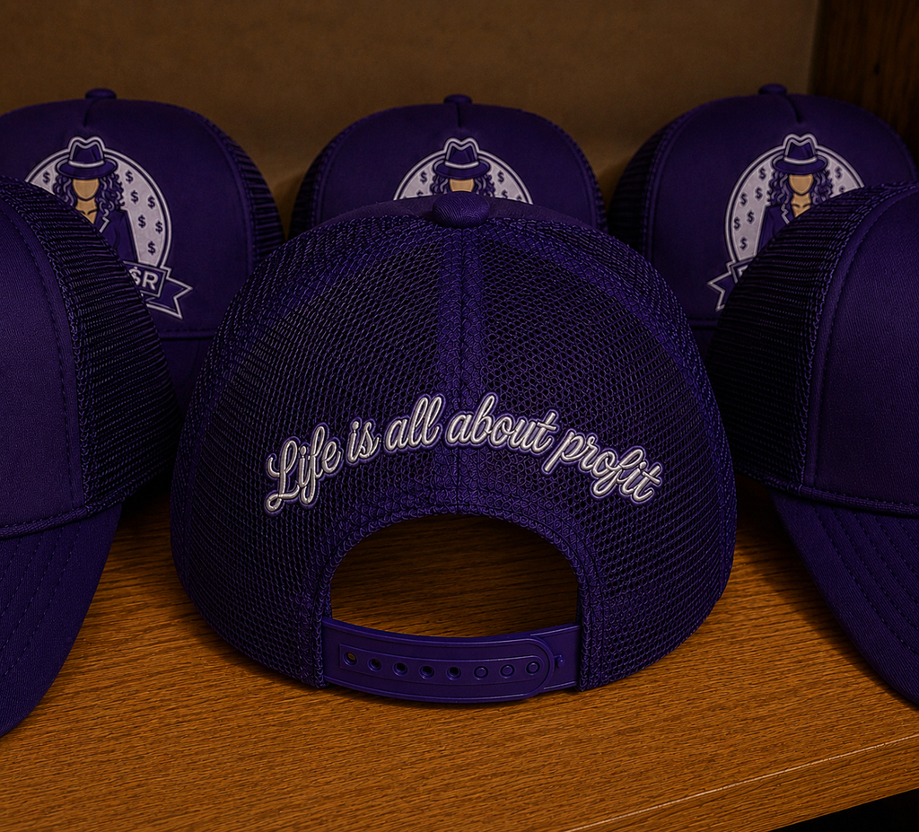 ProfitMcr Royal Purple Embroidered “Boss Lady” Trucker Cap