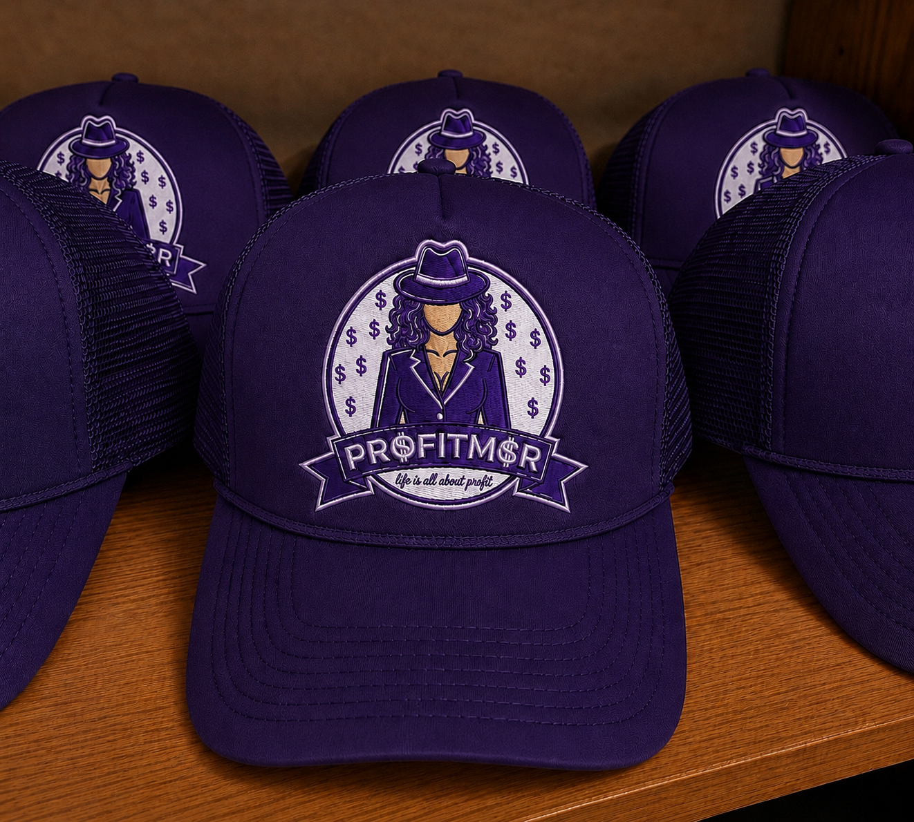 ProfitMcr Royal Purple Embroidered “Boss Lady” Trucker Cap