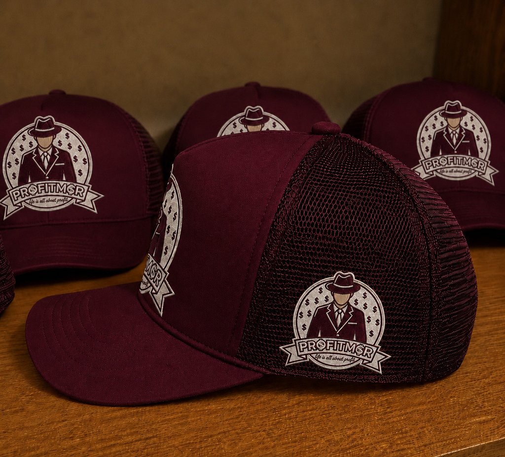 ProfitMCR Maroon Embroidered Trucker Cap