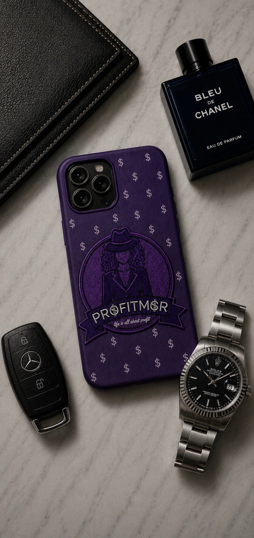 ProfitMCR Black & Royal Purple Embroidered “Boss Lady” Phone Case