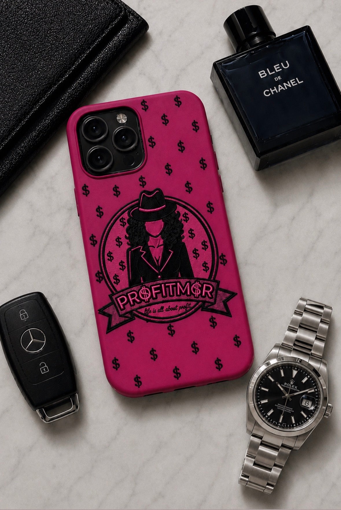 ProfitMCR Hot Pink Embroidered “Boss Lady” Phone Case