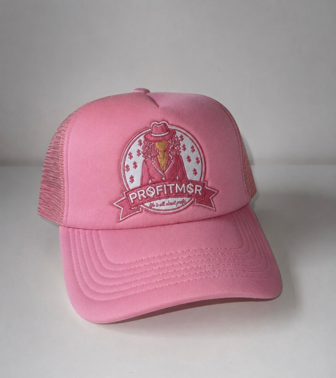 ProfitMCR Cotton Candy Pink Embroidered “Boss Lady”Trucker Cap