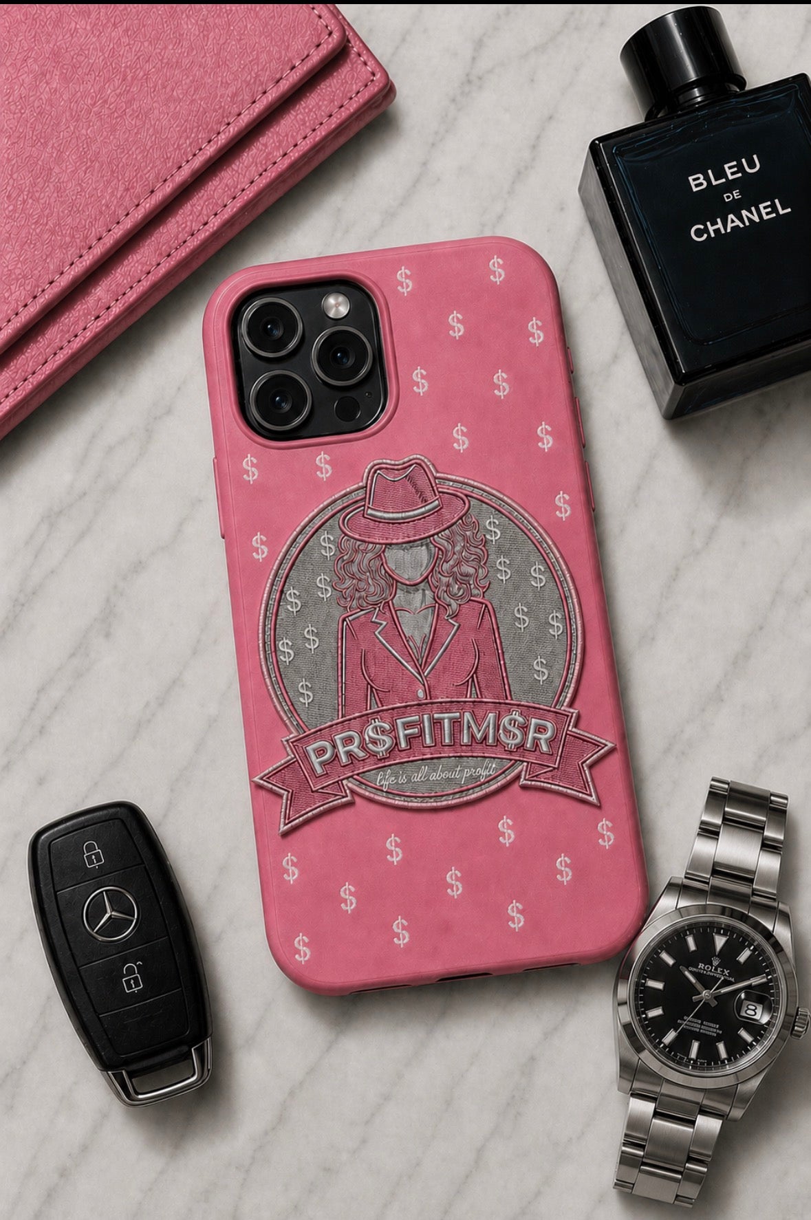 ProfitMCR Cotton Candy Pink Embroidered “Boss Lady” Phone Case